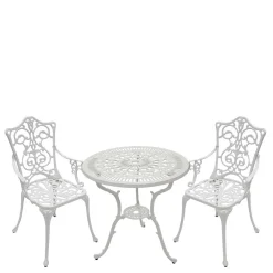 Weiße Gartenmöbel aus Metall Aluminium - Leano (dreiteilig)