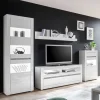 Weiße Hochglanzmöbel für das Wohnzimmer Mextra optional mit LED (vierteilig)