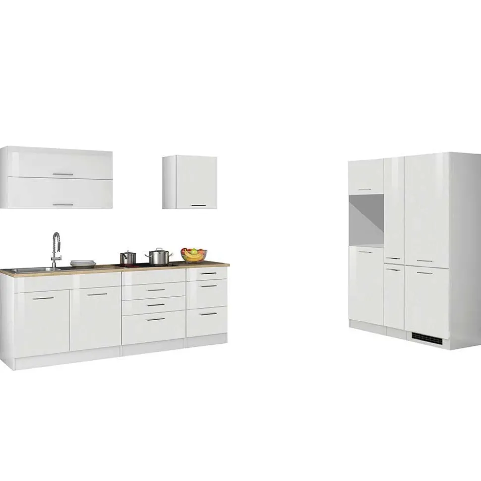 Weiße Küchenzeile ohne Elektrogeräte - Cuneo (neunteilig)