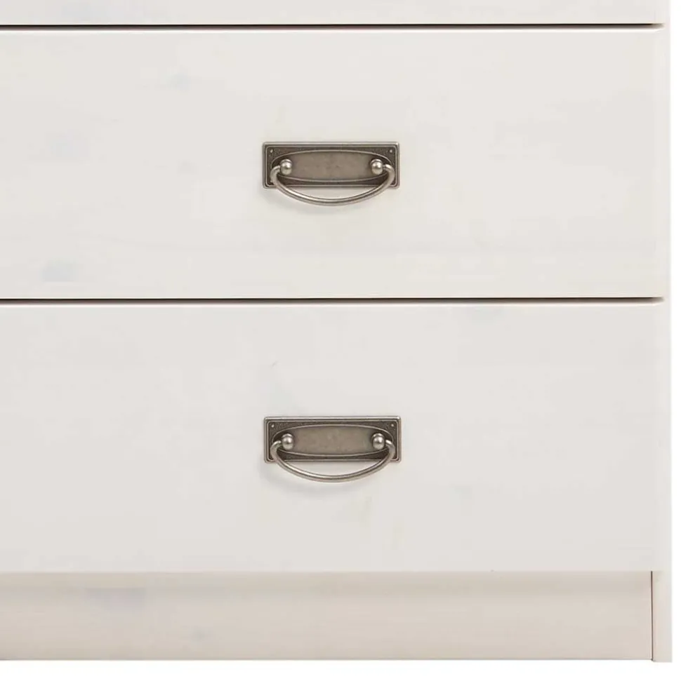 Weiße Kiefernholz Kommode mit Metallgriffen - Satumare