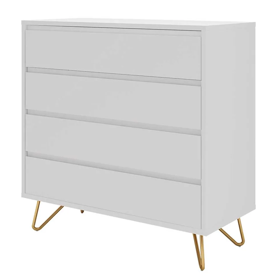 Weiße Kommode mit niedrigen Haarnadel Beinen - Vair