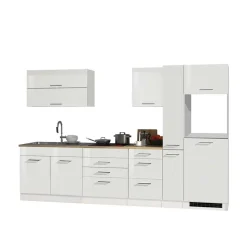 Weiße Leerblock Küche 320cm - Cuneo (achtteilig)