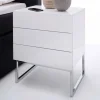 Weiße Nachtkommode mit Bügelgestell Chrom Munarula 50x60x40 cm