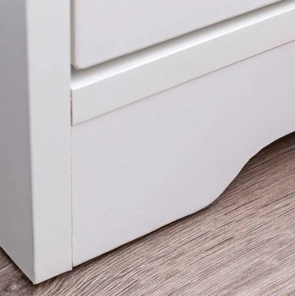 Weiße Nachtkonsole mit Schublade und Fach - Hank