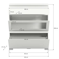 Weiße Schuhkommode mit Schublade & Schuhklappe - Dany