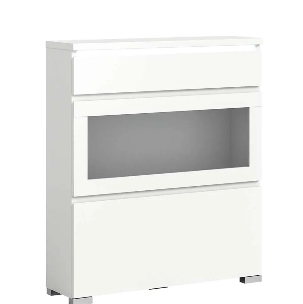 Weiße Schuhkommode mit Schublade & Schuhklappe - Dany
