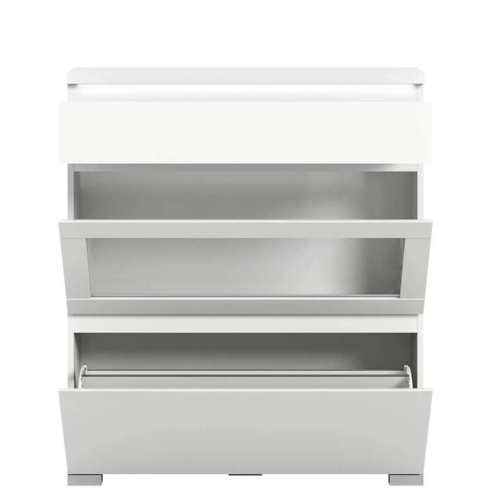 Weiße Schuhkommode mit Schublade & Schuhklappe - Dany