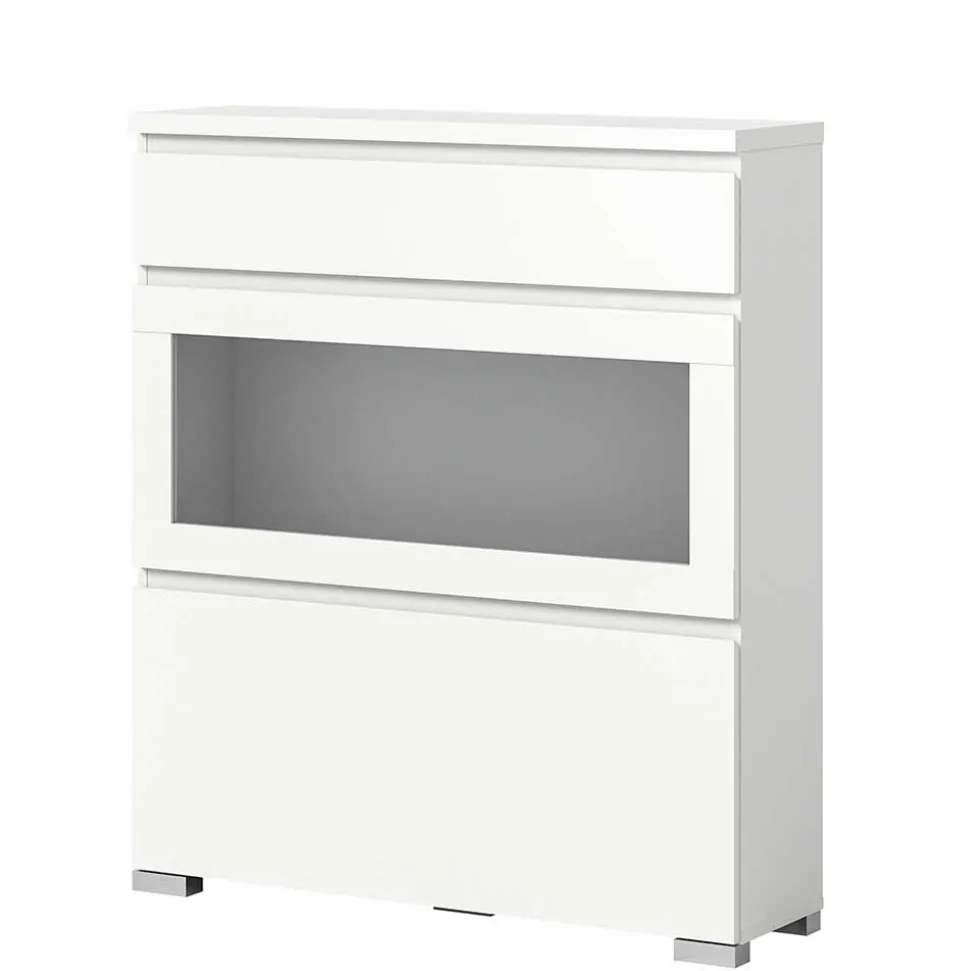 Weiße Schuhkommode mit Schublade & Schuhklappe - Dany
