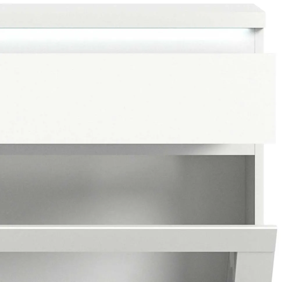 Weiße Schuhkommode mit Schublade & Schuhklappe - Dany