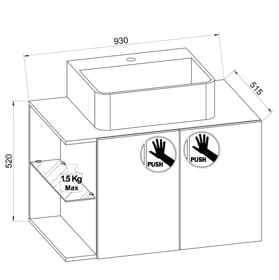 Weiße Waschkommode für die Wandmontage - Ziovarica