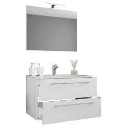 Weiße Waschtischkonsole & Spiegel - Ipsum (zweiteilig)