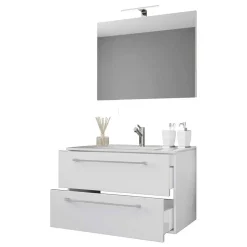 Weiße Waschtischkonsole & Spiegel - Ipsum (zweiteilig)
