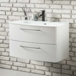 Weiße Waschtischkonsole mit zwei Schubladen - Anjunica