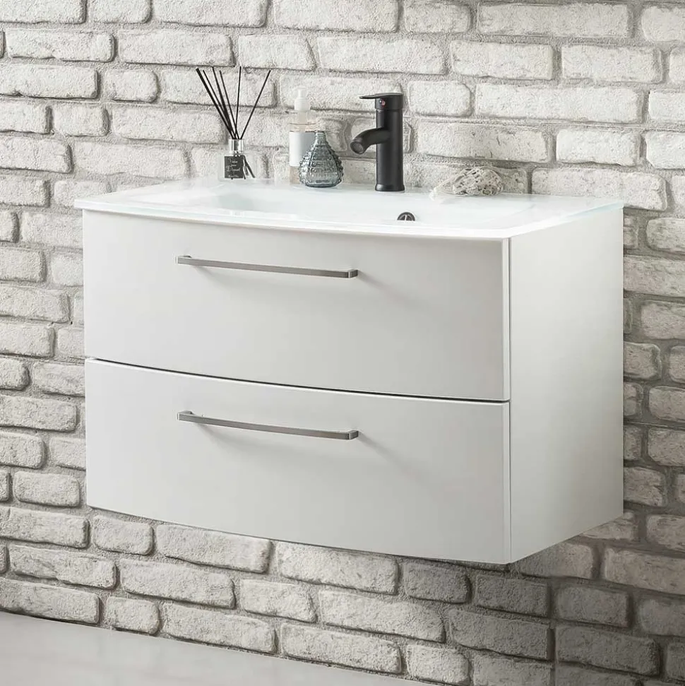 Weiße Waschtischkonsole mit zwei Schubladen - Anjunica