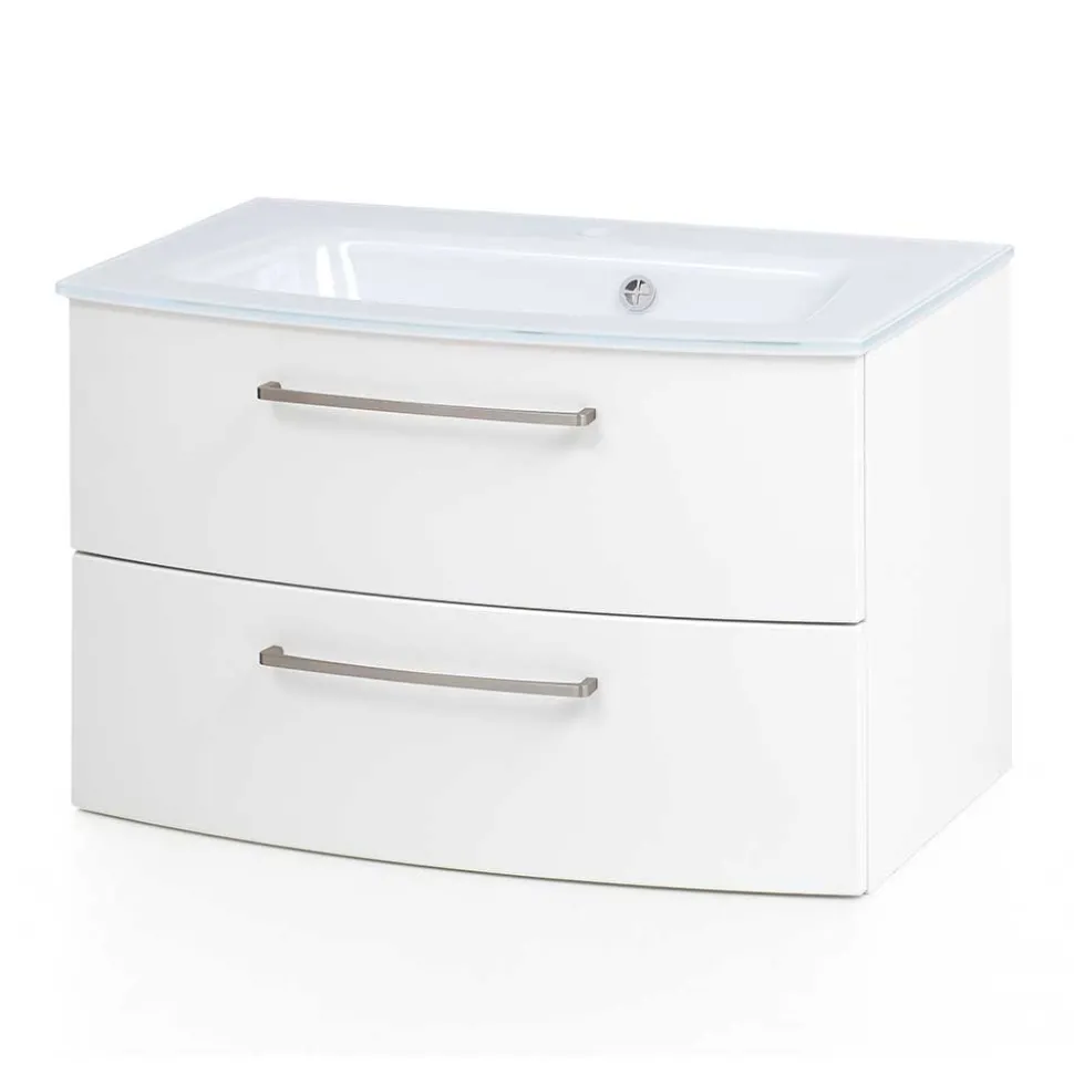 Weiße Waschtischkonsole mit zwei Schubladen - Anjunica