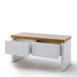 Weiße Wohnraum Bank mit Schubladen - Nusenia