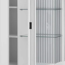 Weiße Wohnzimmerschränke & Wandboard im Set - Dualkos (vierteilig)