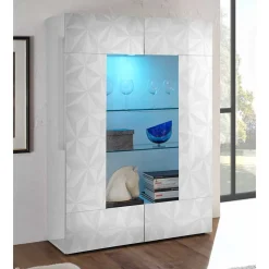 Weiße Wohnzimmervitrine in Hochglanz - Vovasoma