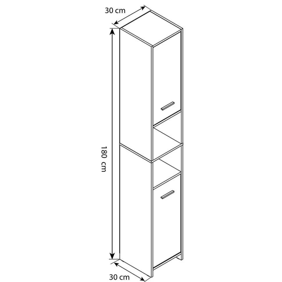 Weißer Badezimmer Hochschrank 2-türig - Gransov