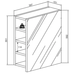 Weißer Badezimmerspiegel mit acht Fächern - Sua