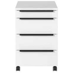 Weißer Büro Rollcontainer mit Metallgriffen - Sparkle