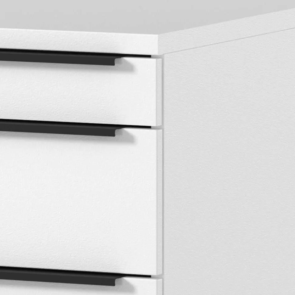 Weißer Büro Rollcontainer mit Metallgriffen - Sparkle