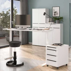 Weißer Bürotisch manuell höhenverstellbar - Sparkle