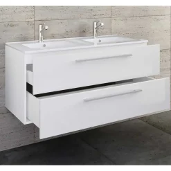 Weißer Doppel-Waschtisch für die Wandmontage - Matsu