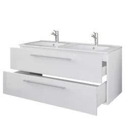 Weißer Doppel-Waschtisch für die Wandmontage - Matsu