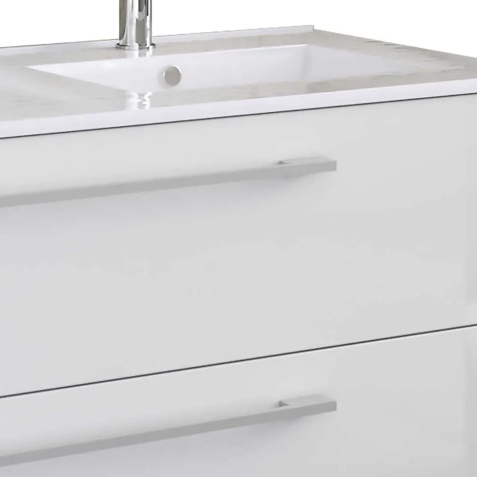 Weißer Doppel-Waschtisch für die Wandmontage - Matsu