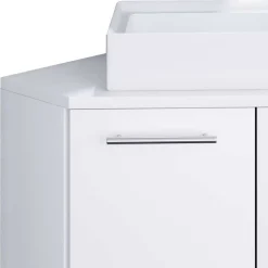 Weißer Eckwaschtisch mit Metallgriffen - Graving