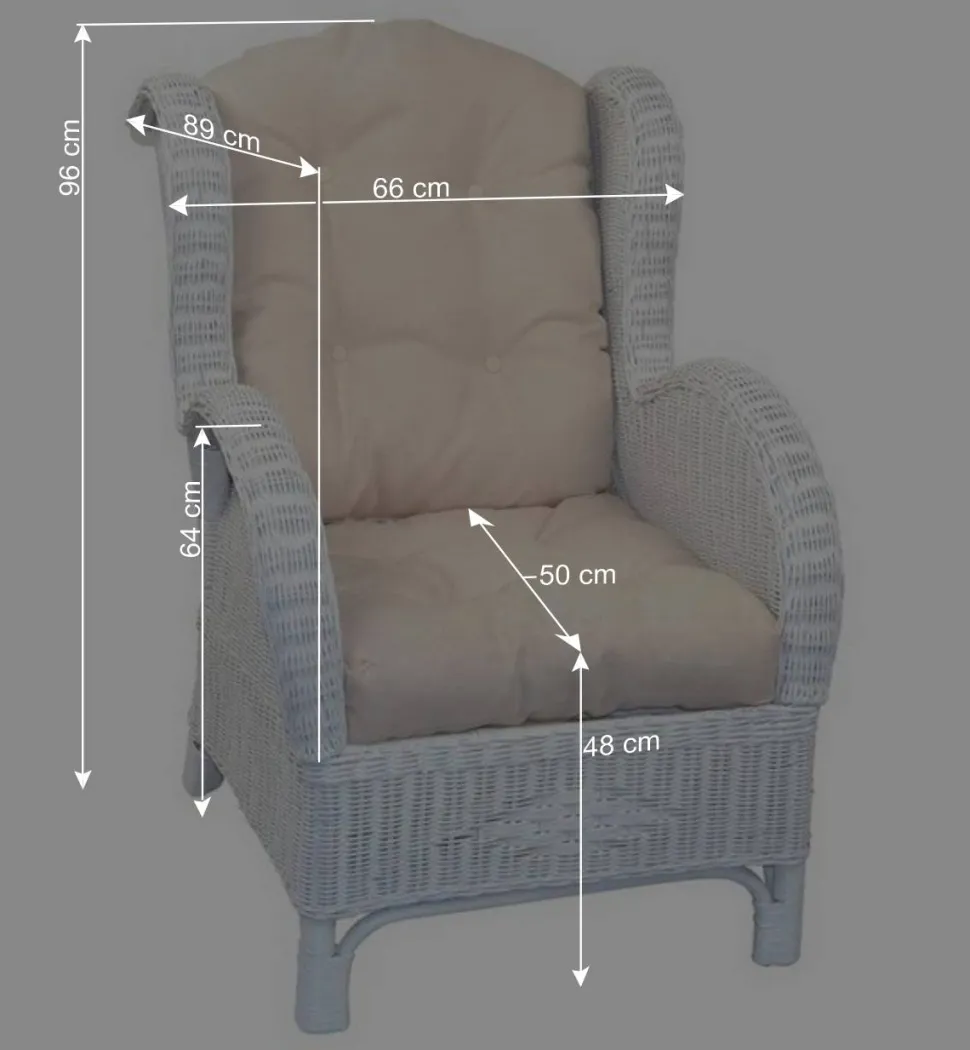 Weißer Geflechtsessel & Fußhocker - Ipolas (zweiteilig)