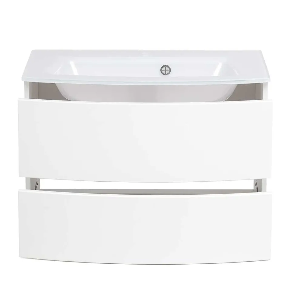 Weißer Hänge-Waschtisch mit zwei Schubladen - Mesciria