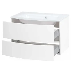 Weißer Hänge-Waschtisch mit zwei Schubladen - Mesciria
