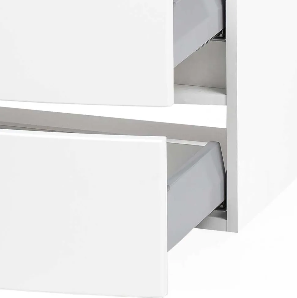 Weißer Hänge-Waschtisch mit zwei Schubladen - Mesciria