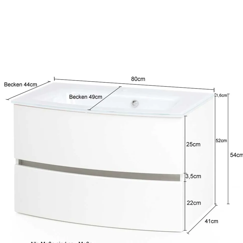 Weißer Hänge-Waschtisch mit zwei Schubladen - Mesciria