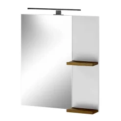 Weißer Hochglanz Badspiegel mit 2 Ablagen - Vauflos