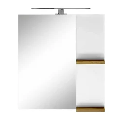 Weißer Hochglanz Badspiegel mit 2 Ablagen - Vauflos