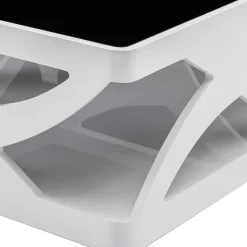 Weißer Hochglanz Couchtisch mit Schwarzglas - Yunike