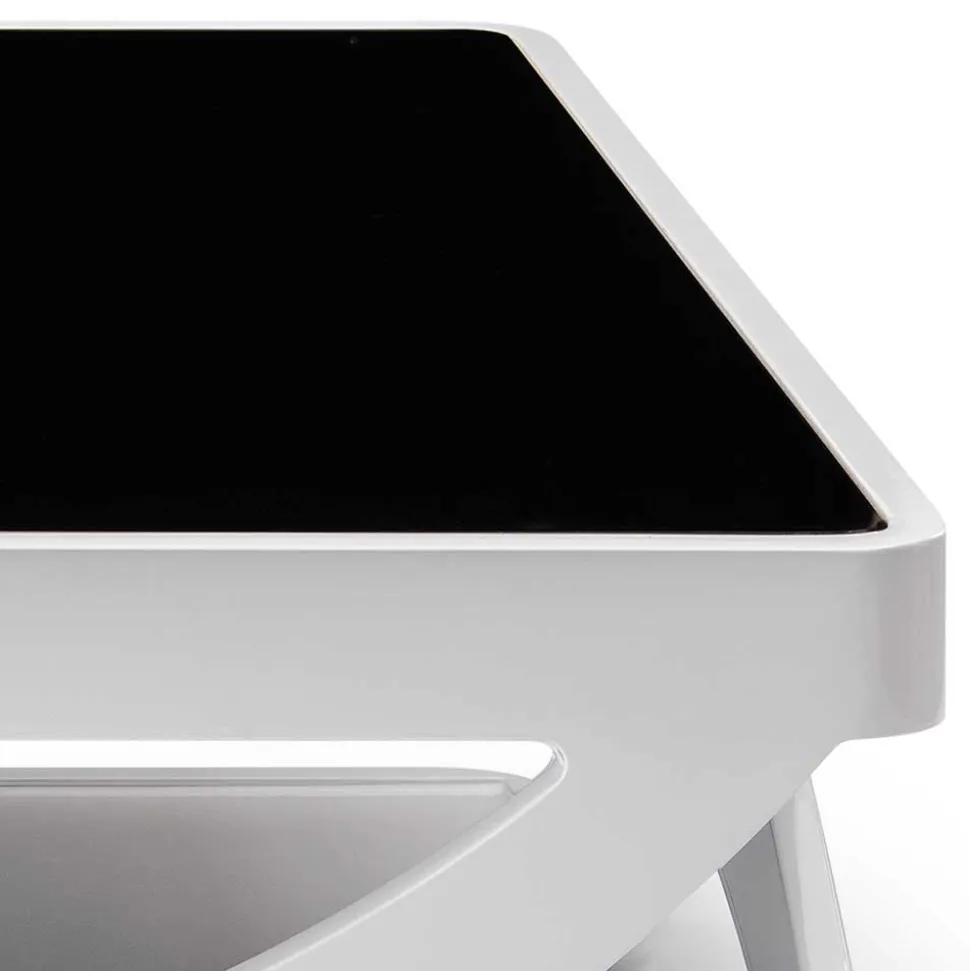 Weißer Hochglanz Couchtisch mit Schwarzglas - Yunike