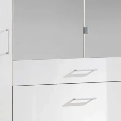 Weißer Kleiderschrank mit Spiegel - 179x199x58 cm - Venture