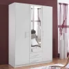 Weißer Kleiderschrank mit zwei Schubladen & drei Türen - Catrizia