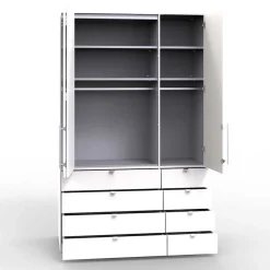 Weißer Kombi-Kleiderschrank mit Gleittür - Donpiave