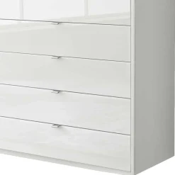 Weißer Kombi-Schlafzimmerschrank mit Glasfront - Rocca