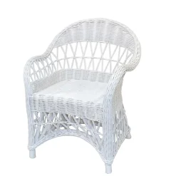 Weißer Korbsessel aus Rattan Geflecht - Kuraico