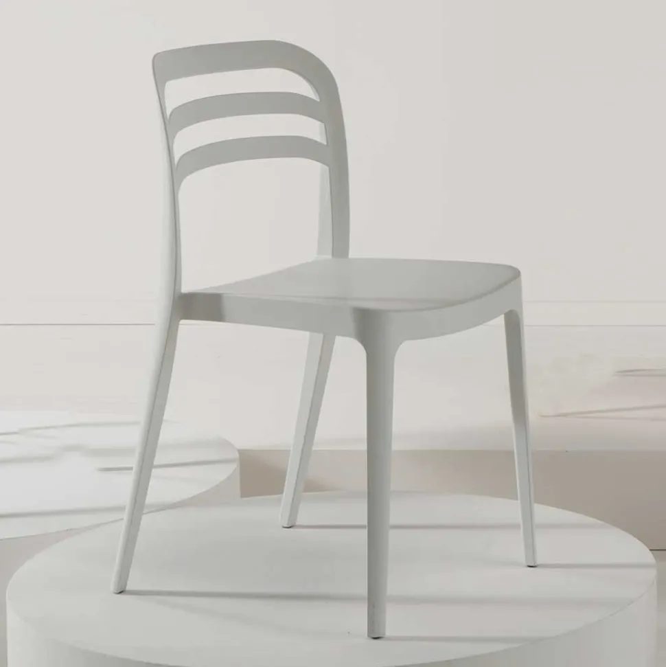 Weißer Kunststoffstuhl für Drinnen & Draußen - Mariana (4er Set)