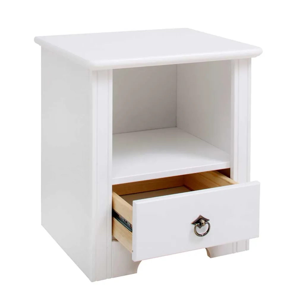 Weißer Nachttisch mit großem Fach - Velriva
