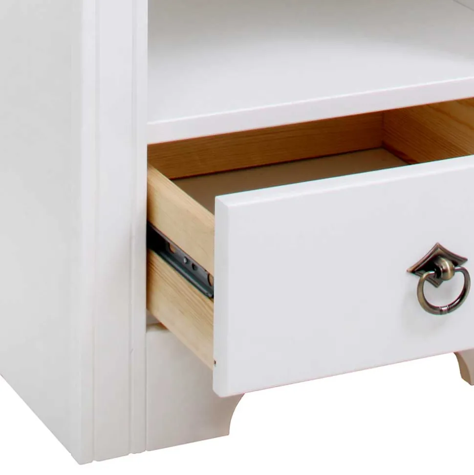 Weißer Nachttisch mit großem Fach - Velriva