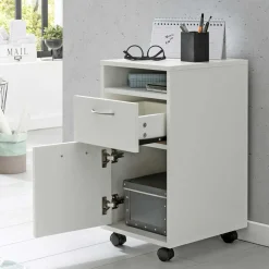 Weißer Rollcontainer mit Fach & 2 Schubladen - Hank