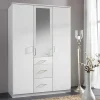 Weißer Schlafzimmer Kleiderschrank mit Spiegel - Cador